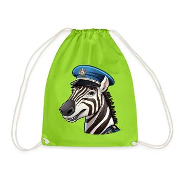Zebra Polizistin - Turnbeutel - Neongrün - Vorne