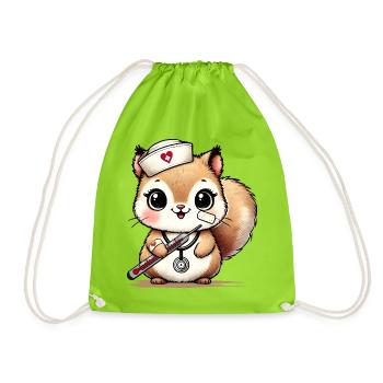 Adorable écureuil en tant qu’infirmière - Sac de sport léger - vert néon - Devant