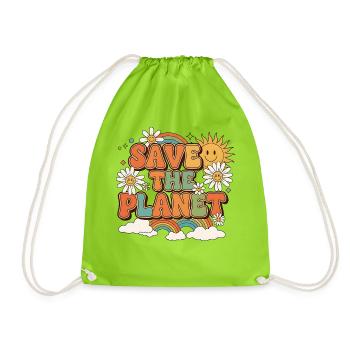 Sauvez la planète Vintage des années 70 - Sac de sport léger - vert néon - Devant