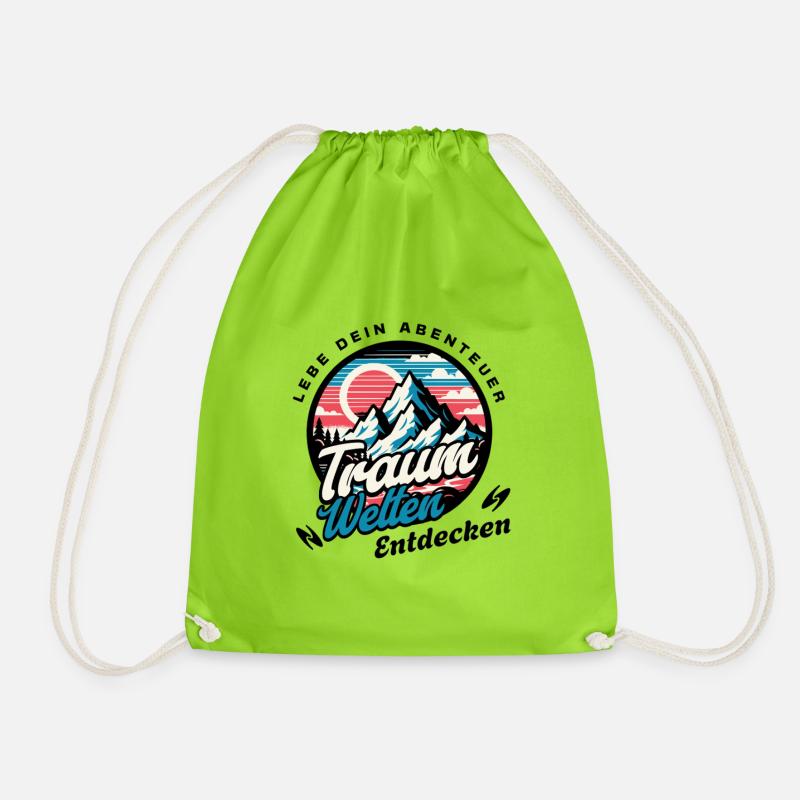 Trekking Discover mountain scenery - Drawstring Bag - neon green