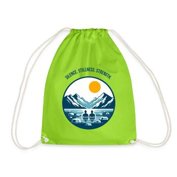 Eisbaden im Bergsee in den Alpen Wintersport Logo - Drawstring Bag - neon green - Front