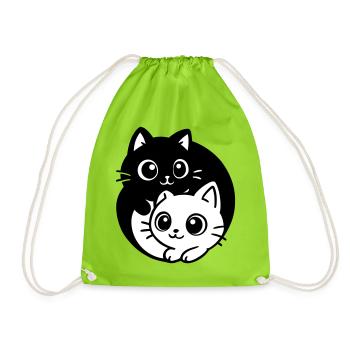 Ying Yang Kawaii Chats Icône - Sac de sport léger - vert néon - Devant