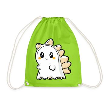 Dinosaur Stegosaurus Halloween Ghost - Drawstring Bag - neon green - Front
