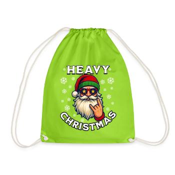 Heavy Christmas Rock Santa Lustiges Weihnachten - Turnbeutel - Neongrün - Vorne