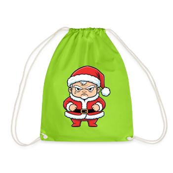 Angry Santa Claus cartoon anti christmas - Drawstring Bag - neon green - Front