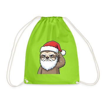 Weihnachtliches Faultier – Grummel Santa Look - Turnbeutel - Neongrün - Vorne