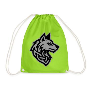 Wolf Kopf Wikinger - Turnbeutel - Neongrün - Vorne