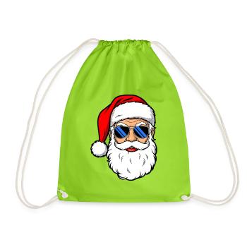 Père Noël cool avec des lunettes de soleil - Sac de sport léger - vert néon - Devant