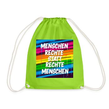 Human rights instead of right-wing people Street Art - Drawstring Bag - neon green - Front