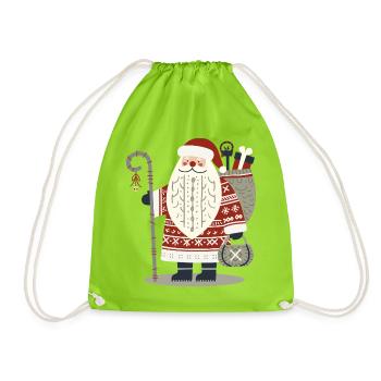 Santa Claus navideño de lana nórdica - Turnbeutel - Neongrün - Vorne
