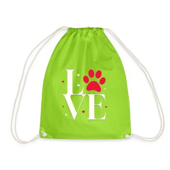 Love with a paw print - Drawstring Bag - neon green - Front