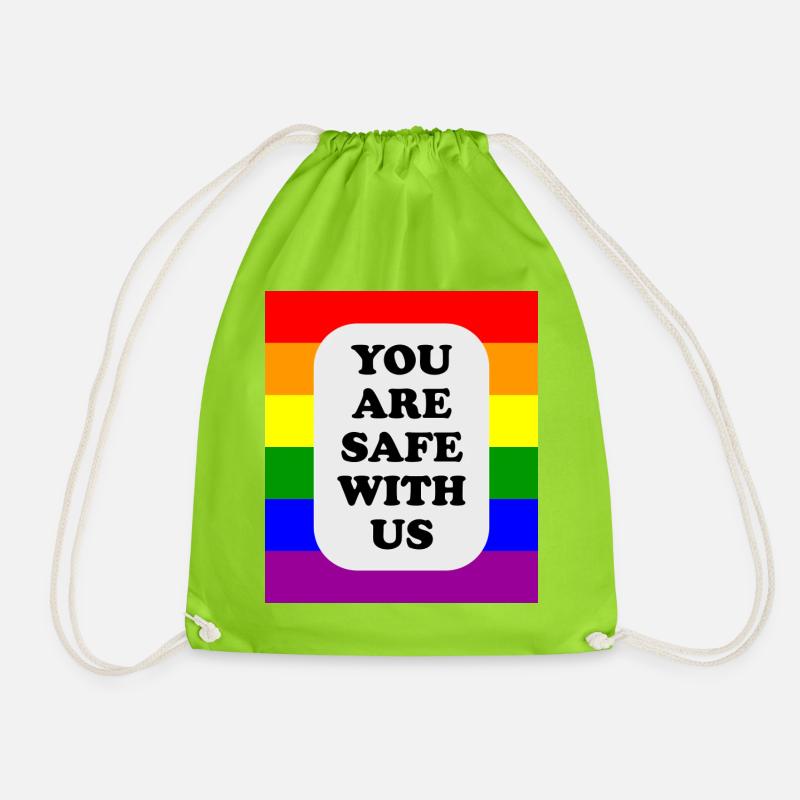 LGBT-Safe-Space-Regenbogenflagge - Turnbeutel - Neongrün