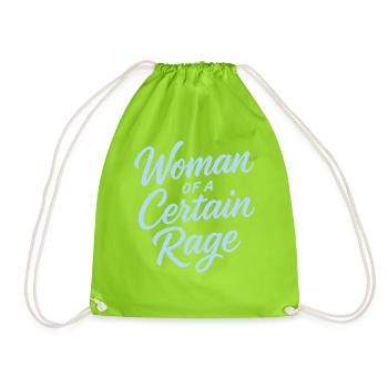 Woman of a Certain Rage Saying Light Blue Design - Drawstring Bag - neon green - Front