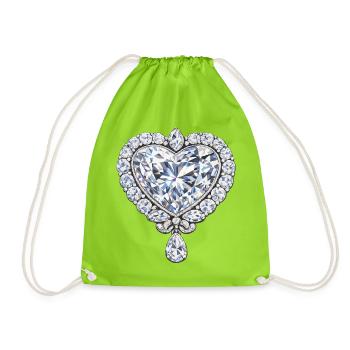 Bijoux en forme de cœur en diamant - Sac de sport léger - vert néon - Devant