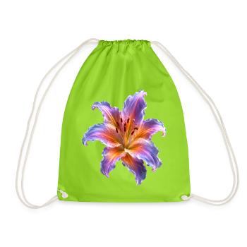 Leuchtende Lilie Abstraktes Florales Kunst  Motiv - Turnbeutel - Neongrün - Vorne