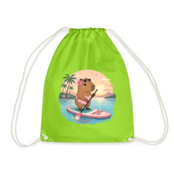 Capybara - Pagaie debout - personnalisable - Sac de sport léger - vert néon - Devant
