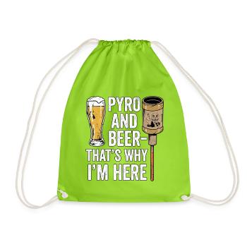 Pyro Und Bier - Turnbeutel - Neongrün - Vorne
