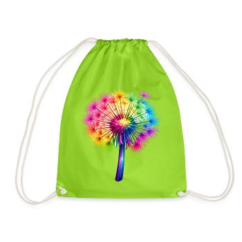 Regenbogen-Pusteblume - Turnbeutel - Neongrün - Vorne