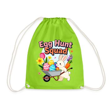 Egg Hunt Squad Bunny Easter Design - Drawstring Bag - neon green - Front