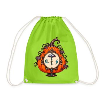 Ornamentkürbis Mit Himmelsuhr - Turnbeutel - Neongrün - Vorne