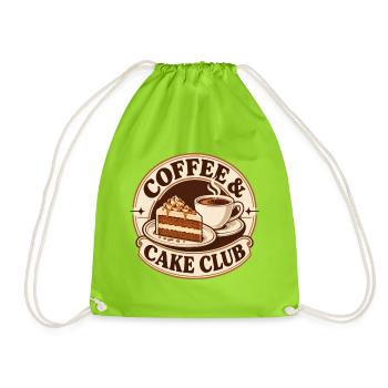 Kaffee und Kuchen Club vintage - Turnbeutel - Neongrün - Vorne