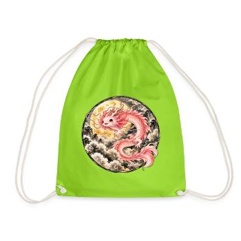 Axolotl Drache – Mystischer Asiatischer Drache - Turnbeutel - Neongrün - Vorne