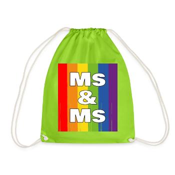 Frau & Frau Regenbogenstolz - Turnbeutel - Neongrün - Vorne