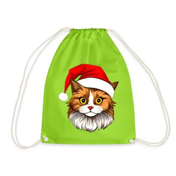 Katzen Christmas - Turnbeutel - Neongrün - Vorne