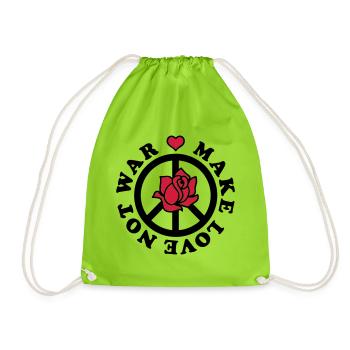 Make Love not War - Make love, not war - Heart - Drawstring Bag - neon green - Front