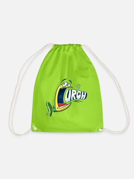 Schreiender Fisch - Urgh - Turnbeutel - Neongrün