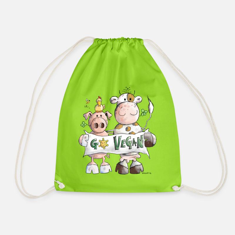 Go Vegan - Turnbeutel - Neongrün