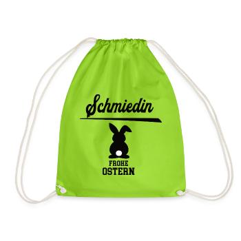 Schmiedin Frohe Ostern Oster Outfit Schmied Frauen - Turnbeutel - Neongrün - Vorne