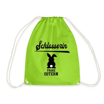 Schlosserin Frohe Ostern Oster Outfit Schlosserei - Turnbeutel - Neongrün - Vorne