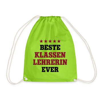 Beste Klassenlehrerin Schule Grundschule Lehrerin - Turnbeutel - Neongrün - Vorne