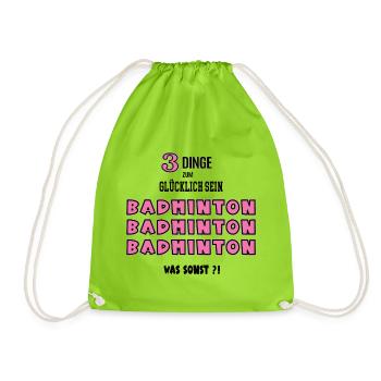 Badminton Badmintonerin Spielerin Badmintonspiel - Turnbeutel - Neongrün - Vorne