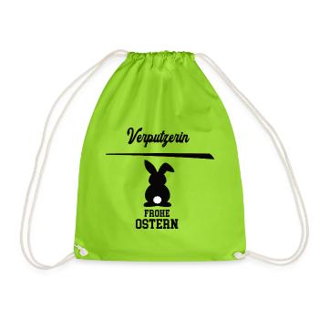 Verputzerin Frohe Ostern Oster Outfit Verputzer - Turnbeutel - Neongrün - Vorne