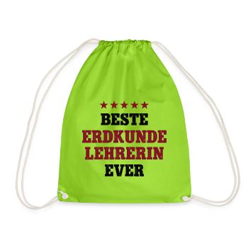 Beste Erdkunde Lehrerin Geographie Schule Geologin - Turnbeutel - Neongrün - Vorne