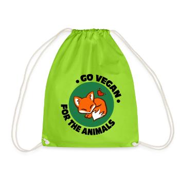 Go Vegan / Pour les animaux / Renard - Sac de sport léger - vert néon - Devant