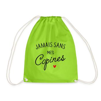 Jamais sans mes copines - Sac de sport léger - vert néon - Devant