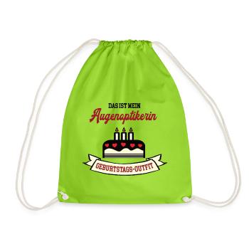 Geburtstag Augenoptikerin Augenoptiker Optikerin - Turnbeutel - Neongrün - Vorne