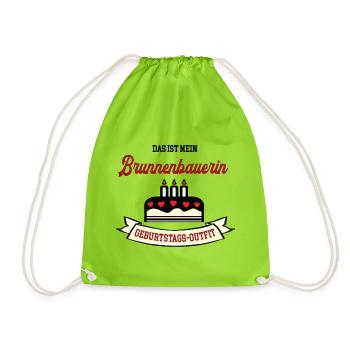 Geburtstag Brunnenbauerin Brunnenbauer Brunnenbau - Turnbeutel - Neongrün - Vorne