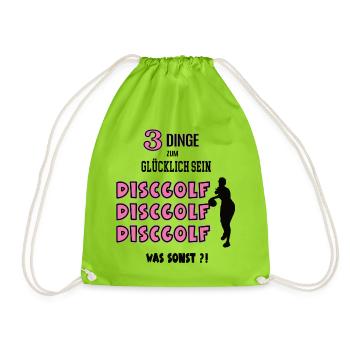 Discgolf Was Sonst Spiel Discgolferin Spielerin - Turnbeutel - Neongrün - Vorne
