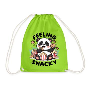 Panda - Feeling Snacky - Drawstring Bag - neon green - Front