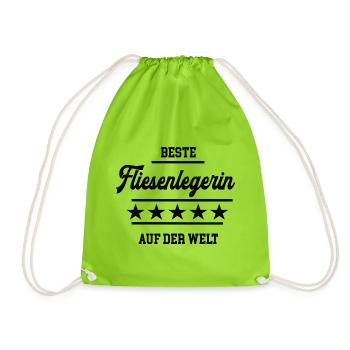 Beste Fliesenlegerin der Welt weltbeste Meisterin - Turnbeutel - Neongrün - Vorne
