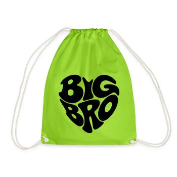 Big Bro - Heart Shape - Heart Shape - Big Brother - Drawstring Bag - neon green - Front