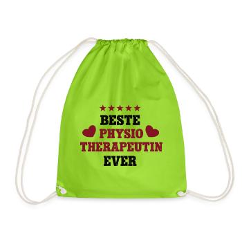 Beste Physiotherapeutin Frau Physiotherapie Physio - Turnbeutel - Neongrün - Vorne