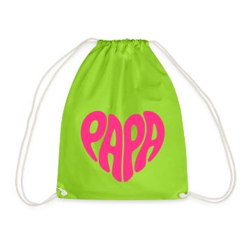Papa Herz Form Vater Herzform Vatertag Geschenk - Turnbeutel - Neongrün - Vorne