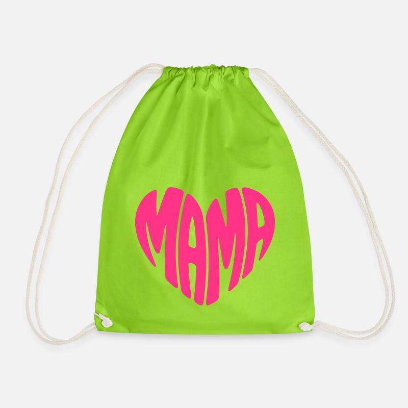 Mama Herz Form Mutter Herzform Muttertag Geschenk - Turnbeutel - Neongrün