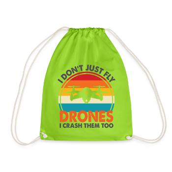 I Don't Just Fly Drone, I Crash Them Too - Drawstring Bag - neon green - Front