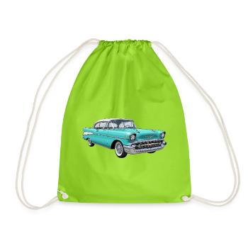 Vintage US Automobile Illustration - Turnbeutel - Neongrün - Vorne